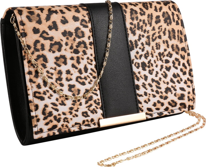 PU Leather Clutch Purse Evening Chain Shoulder Bag for Women