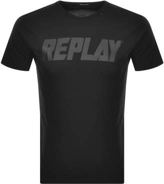 Replay Logo Crew Neck T Shirt Black