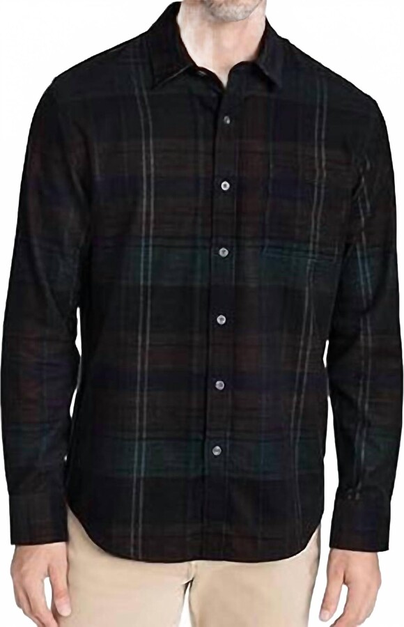 Vince Men's Sierra Corduroy Plaid Shirt In Green