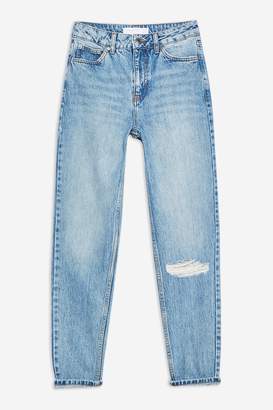 Topshop Bleach Wash Ripped Mom Jeans
