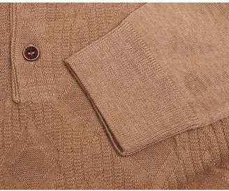 Remus Uomo Long Sleeve Knit Polo Shirt Colour: CAMEL, Size: LARGE