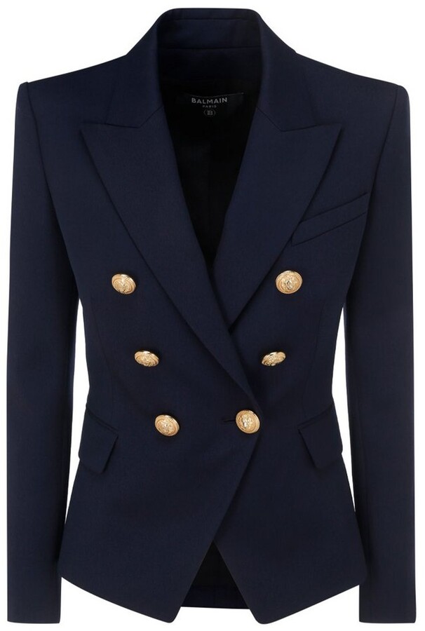 Balmain Navy Blazer | Shop the world's largest collection of fashion 