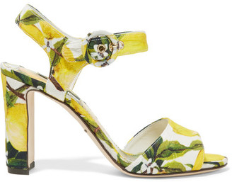 Dolce & Gabbana Printed Faille Sandals - Yellow