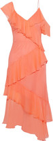 Thumbnail for your product : Alice + Olivia Olympia Cold-shoulder Ruffled Silk-chiffon Midi Dress