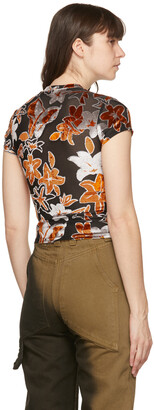 Eckhaus Latta Orange & Black Burnout Velvet Shrunk T-Shirt
