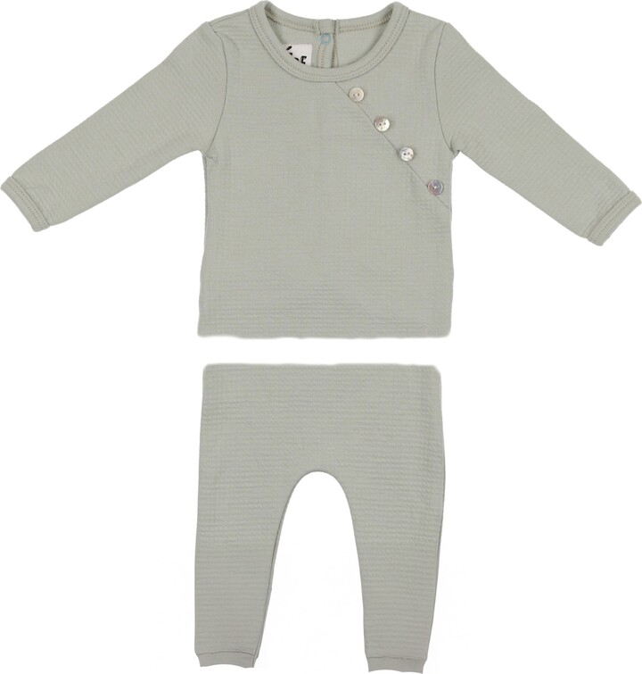Manière Kids' Waffle Knit Cotton Blend Fitted Two-Piece Pajamas