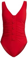 Thumbnail for your product : Karla Colletto Swim Billie V-Neck Button-Detail One-Piece Swimsuit