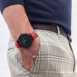 Hurtig Lane - Moderno Vegan Leather Watch All Black & Red