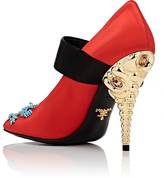 Thumbnail for your product : Prada Women's Jeweled-Heel Satin Mary Jane Pumps