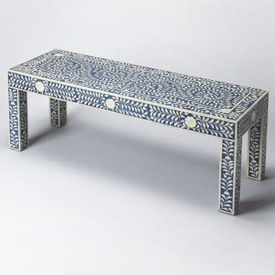 Hibashi Furniture Imahe Blue Bone Inlay Bench, Foot End - ShopStyle
