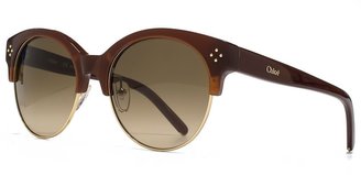 Chloé Boxwood Round Clubmaster Style Sunglasses in Caramel CE704/S 208