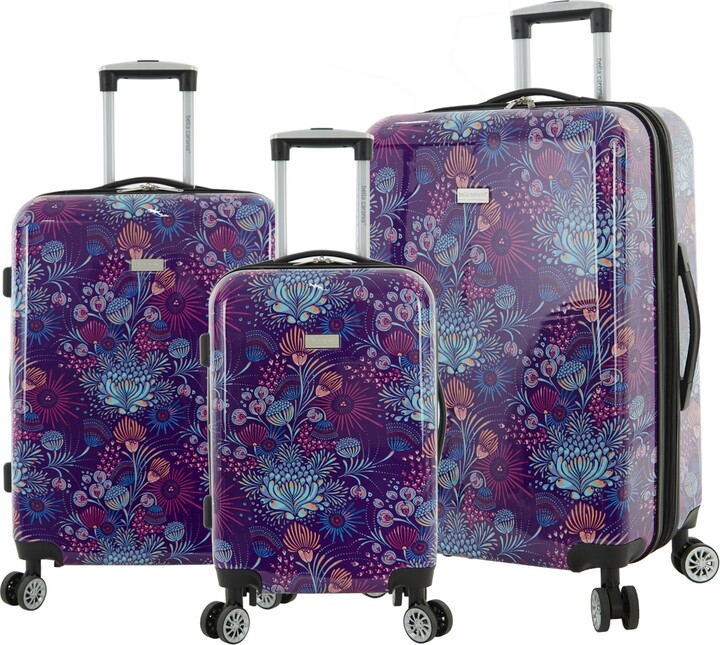 Bella Caronia 3 Piece Expandable Rolling Hard-Sided Luggage Set with 8 ...