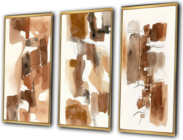 Wrought Studio " Liquid Earth Tones " 3 - Pieces on Canvas