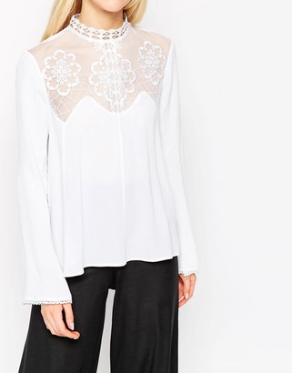 ASOS Ultimate Embroidered High Neck Blouse
