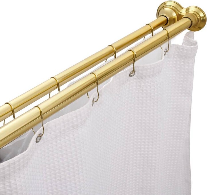 Utopia Alley Adjustable 72 in. Double Shower Curtain Tension Rods - Rust-Proof Alu with Shower Liner and Hooks, Gold