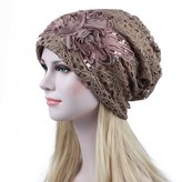 Thumbnail for your product : ZHOUBA Women Turban Hats Slouchy Knitted Cap Flower Lace Fashion Butterfly Beanies (Camel)