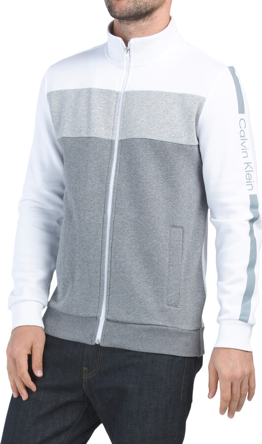 Calvin Klein Tri Color Block Fleece Full Zip Sweatshirt - ShopStyle