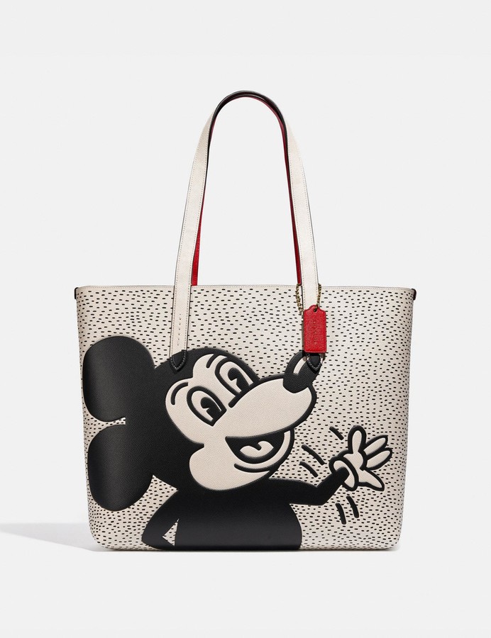 Snidel Santa Micky Mouse New Shoulder bag Tote Canvas Cotton Natural & Black 16"