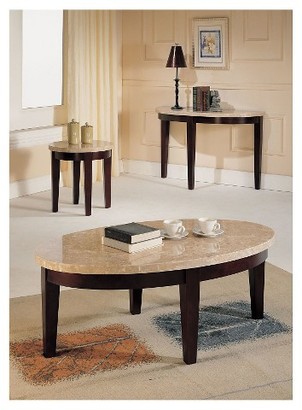 Acme ACME Britney Coffee Table White Marble & Walnut
