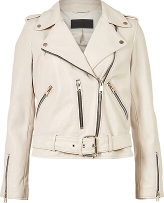 Women Layla White Fringe Biker Leather Jacket, Small - Women's Leather Jackets - 100% Real Leather - NYC Leather Jackets