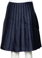 Navy Blue Silk Pleated Mini Skirt S 