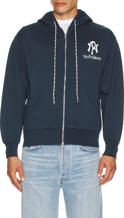 No Problemo Nyp Zip Through Hoodie in Navy