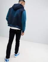 Thumbnail for your product : Armani Exchange hooded neoprene varsity jacket in navy/teal