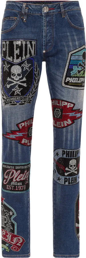 Philipp Plein Patches Strass super-straight jeans