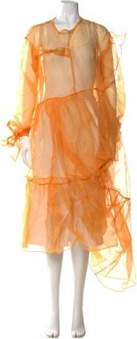 KKCo Crew Neck Long Dress KKCo Dress Orange Long Sleeve with Crew Neck Concealed Zip Closure at Back