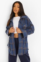 Thumbnail for your product : boohoo Petite Brushed Check Shacket
