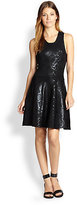 Thumbnail for your product : Parker Olida Coated Snake-Patterned Fit-&-Flare Dress
