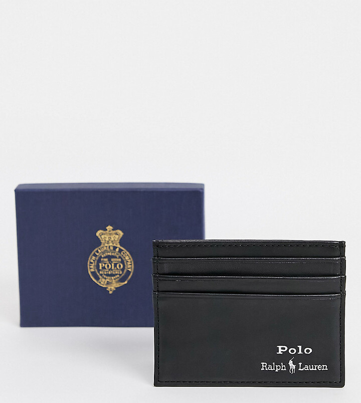 Polo Ralph Lauren leather cardholder in black with silver foil logo -  ShopStyle Wallets