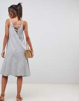 Thumbnail for your product : ASOS Tall DESIGN Tall Trapeze Swing Lace Up Back Midi Sundress