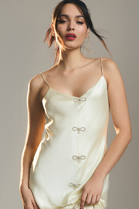 CAMI NYC Bow-Front Silk Dress White