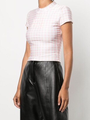 T By Alexander Wang Gingham-check Cropped Top in Pink