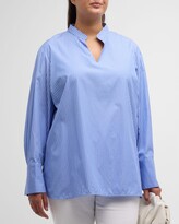 Thumbnail for your product : Harshman Plus Size Ellis Button-Side Cotton Blouse