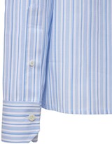 Thumbnail for your product : Prada Ruffled Zip-up Striped Cotton Shirt
