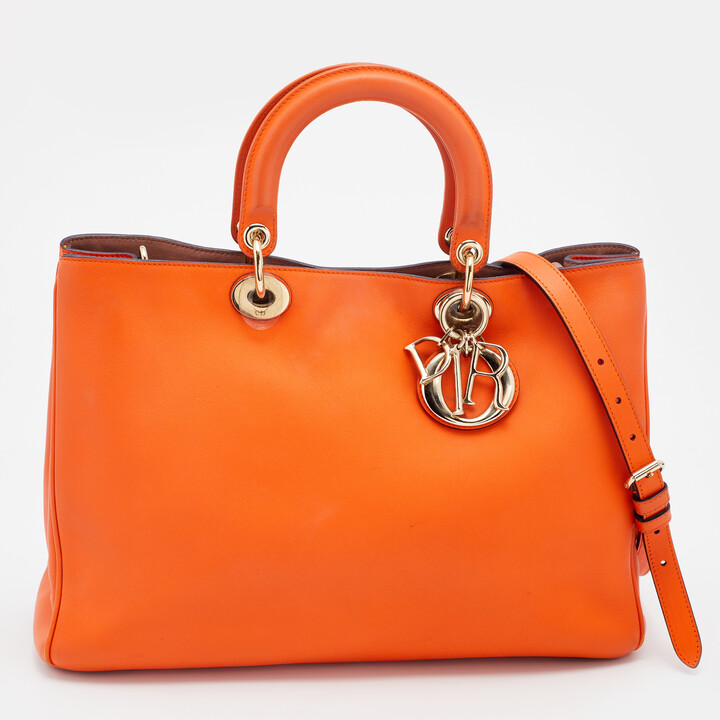 Christian Dior Orange Leather Large Diorissimo Shopper Tote ShopStyle