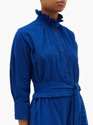 Evi Grintela Phoebe Ruffled Cotton-corduroy Midi Dress - Blue