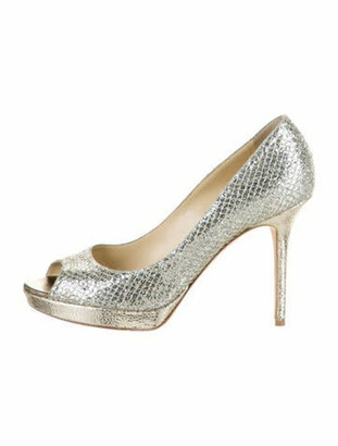 Silver Glitter Peep Toe Pumps | Shop the world's largest collection of  fashion | ShopStyle