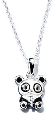 Jo for Girls Sterling Silver and Enamel Panda Pendant on 35.5cm Chain