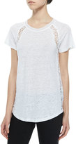 Thumbnail for your product : Rebecca Taylor Lace-Inset Linen Slub Tee