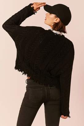LOVE21 LOVE 21 Frayed Cable Knit Sweater
