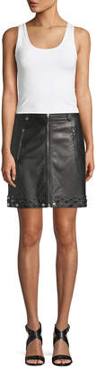 Elie Tahari Zoey Studded-Hem Leather Skirt