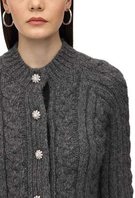 Ganni Embellished Wool Blend Knit Cardigan