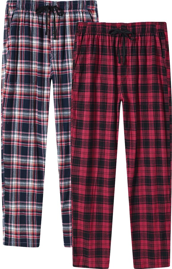 MoFiz Ladies Pyjama Bottoms 100 Cotton Check Fleece Sleepwear Lounge