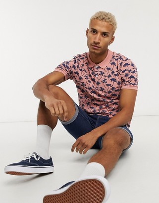 Jack and Jones polo in pink palm print
