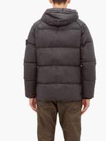 Thumbnail for your product : Stone Island Hooded Quilted-down Coated-linen Jacket - Mens - Black