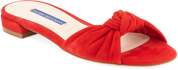 stuart weitzman kelli suede knot slide sandals
