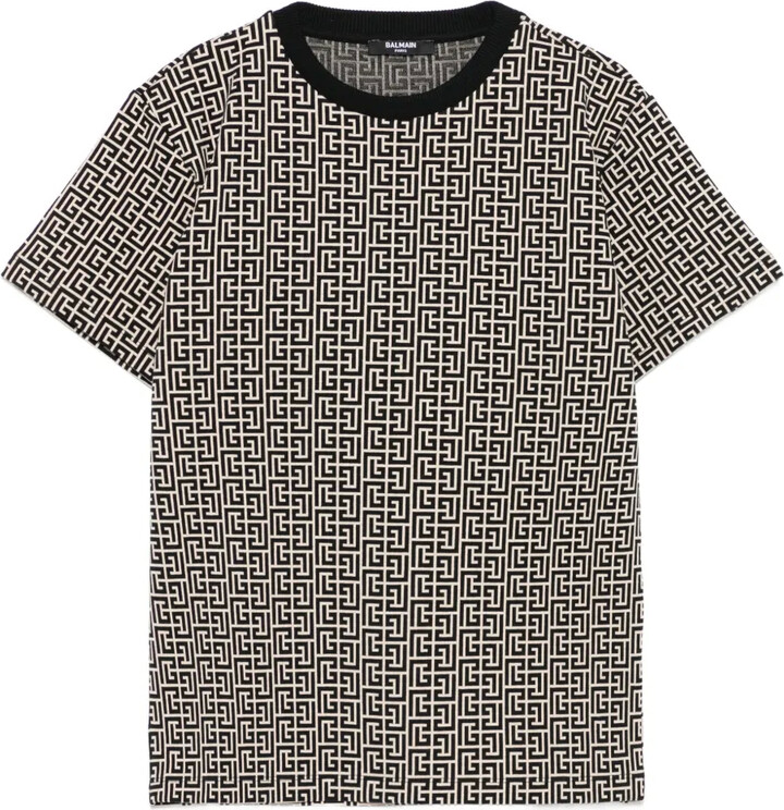 Balmain Kids monogram-print short-sleeve T-shirt